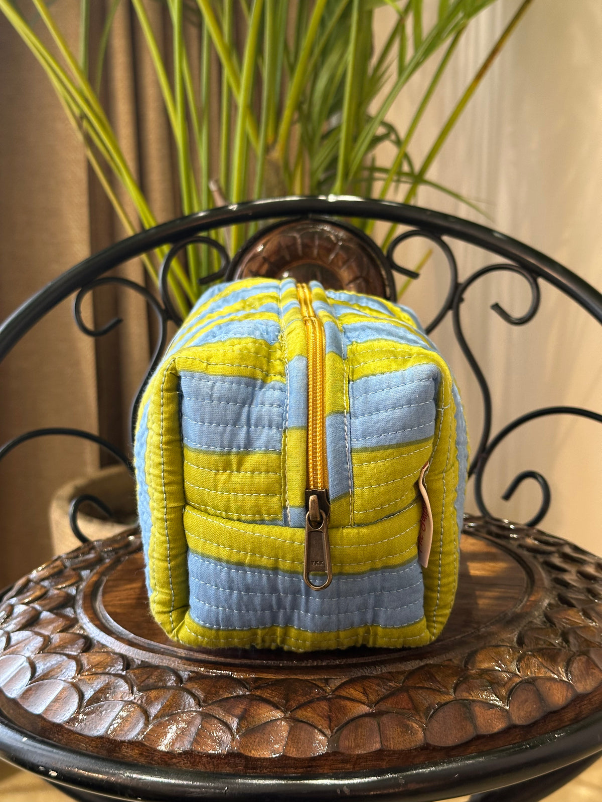 Single Pouch- Green Blue Stripes