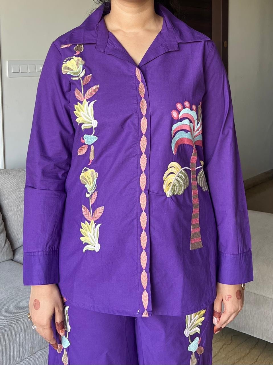 Gia Embroidered Coord Set- Purple