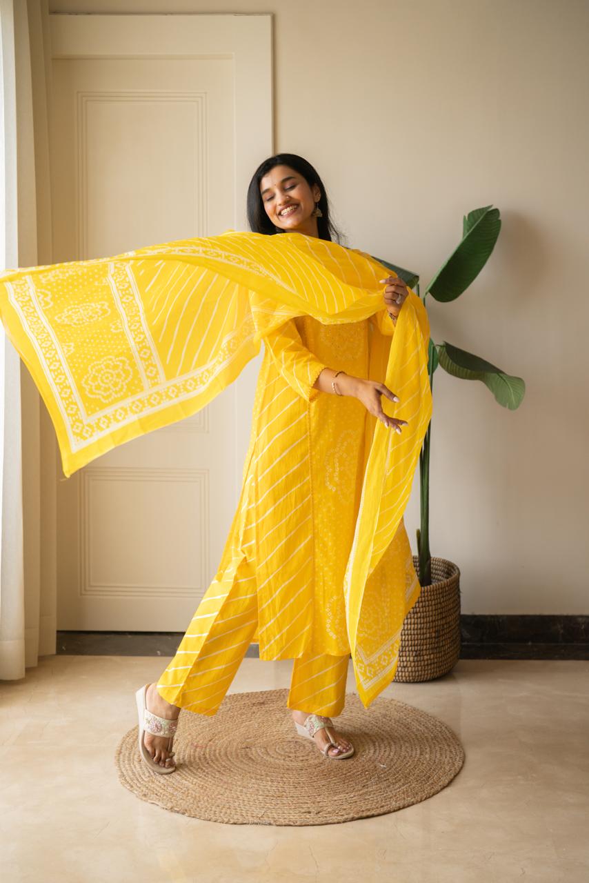 Keesha Leheriya Bandhej Cotton Suit