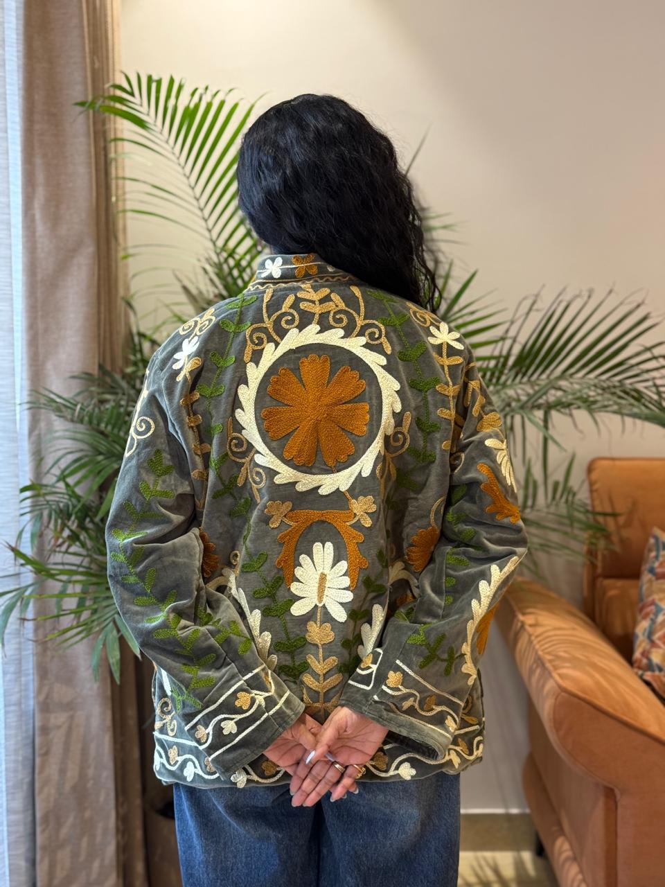 Sujani Velvet Jacket- Olive Love