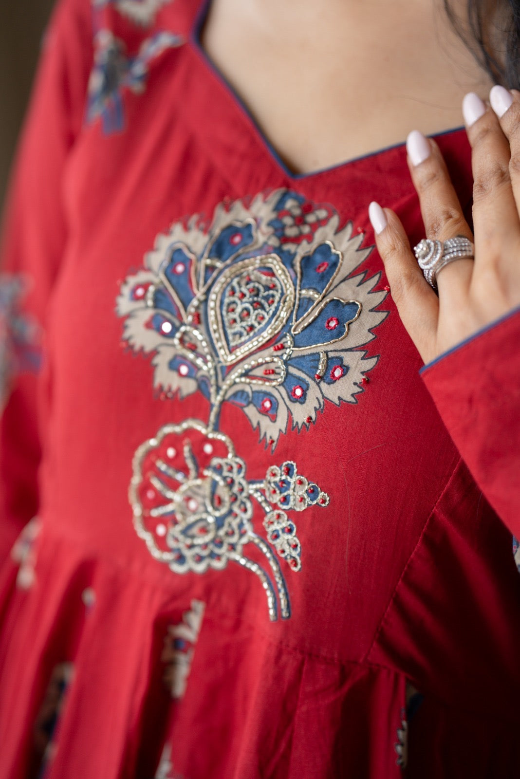 Mahara Maroon Boota Anarkali Set