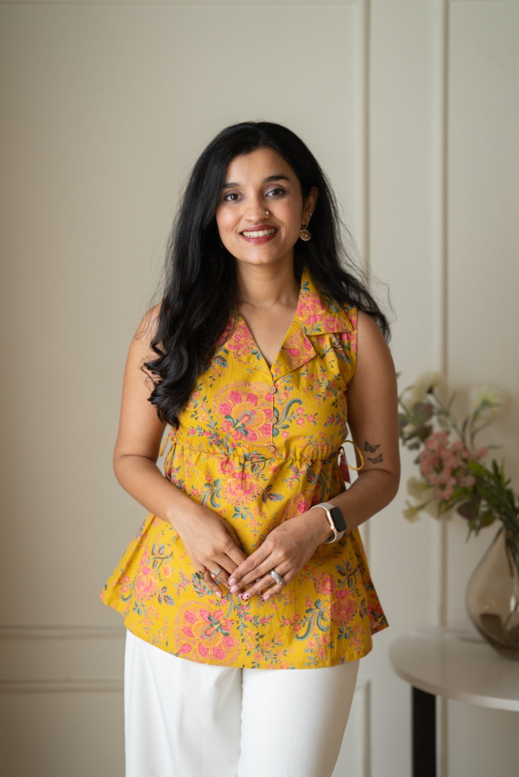 Guna Short Adjustable Top- Mustard