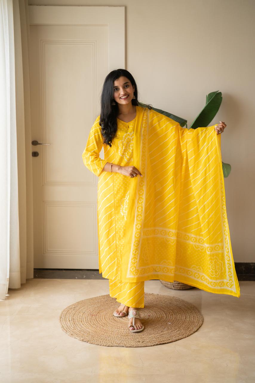 Keesha Leheriya Bandhej Cotton Suit