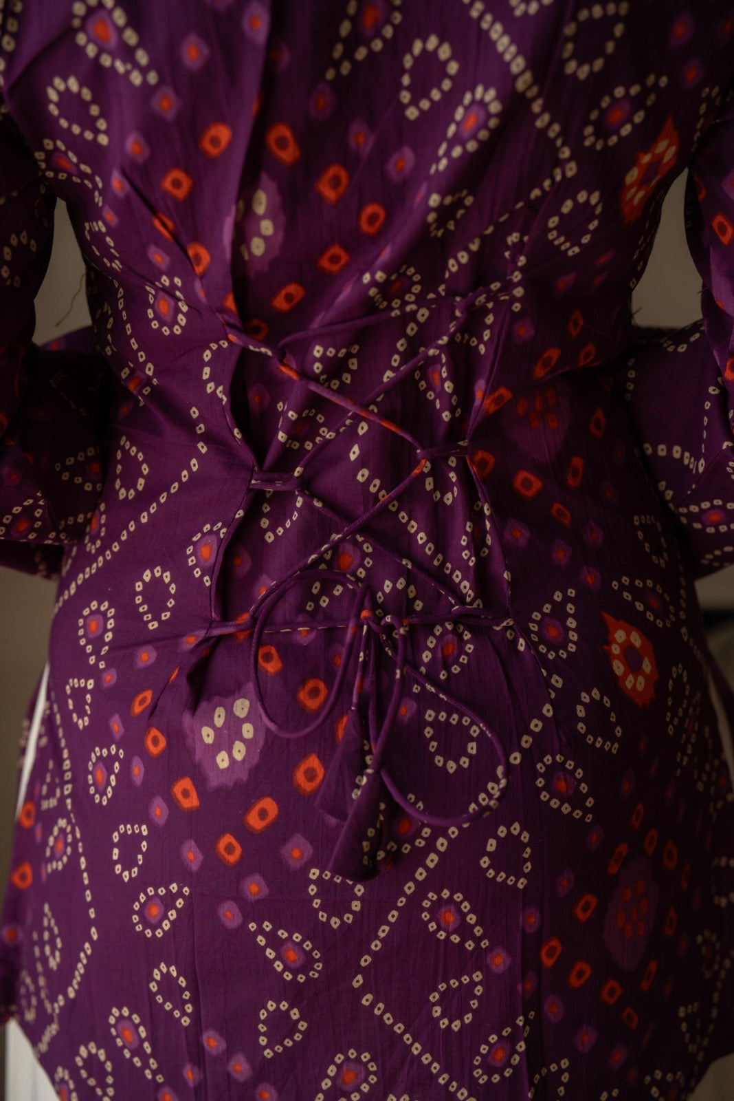 Griya Cotton Short Kurti- Purple Bandhej