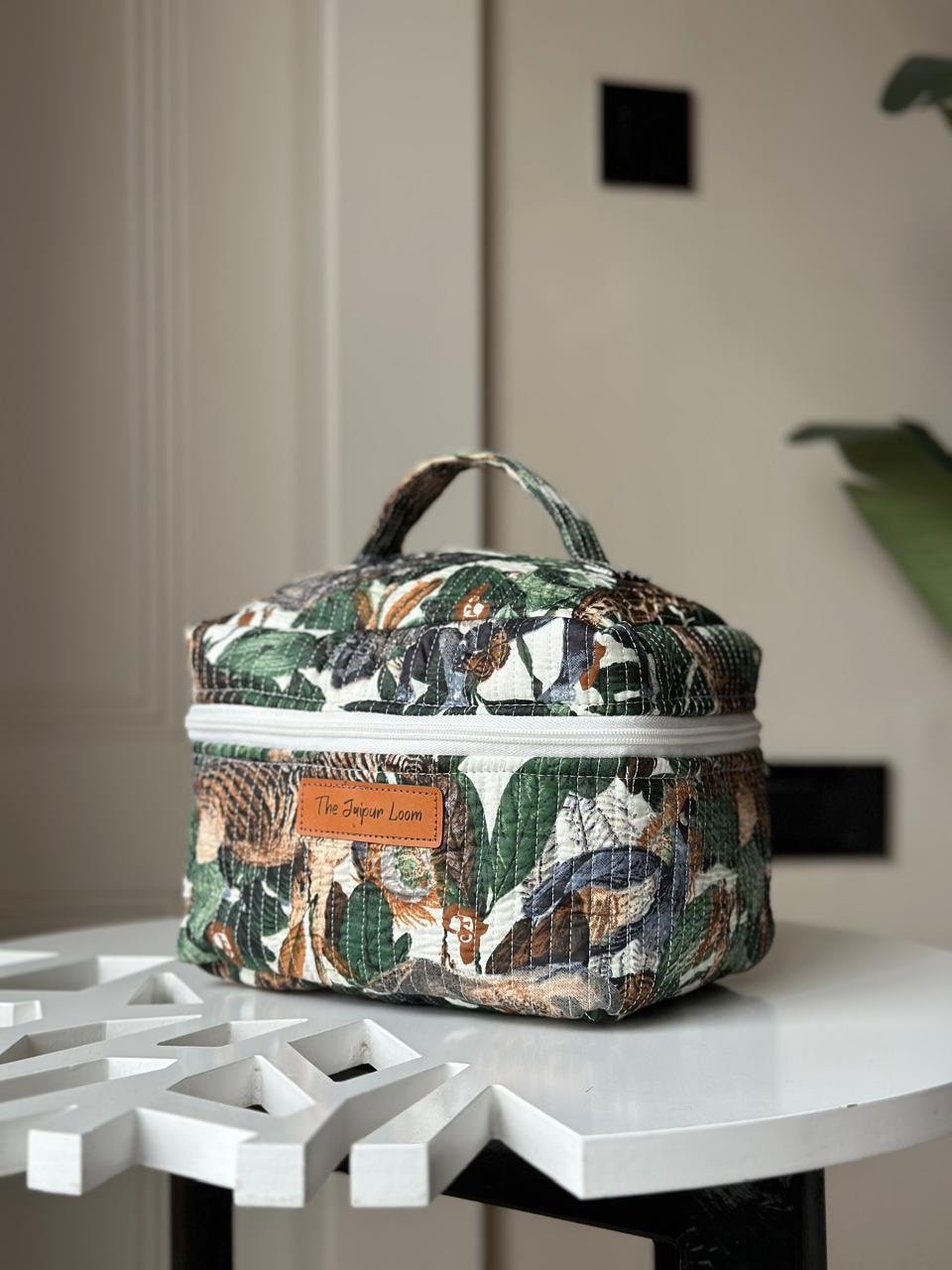 Quilted Vanity Bag- Green Story