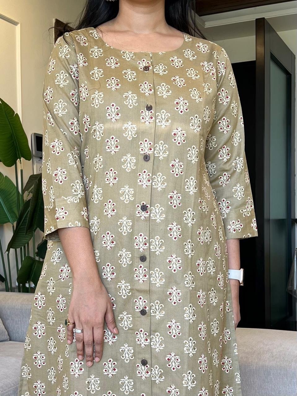Weekend A-line Cotton Flex Kurta- Beige