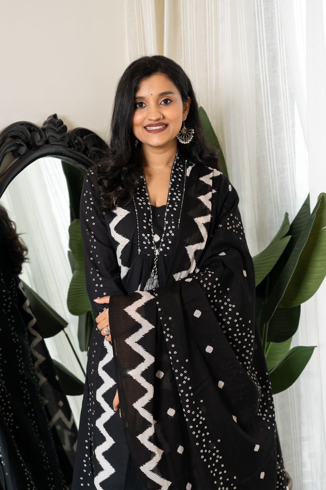Ziya Black Flared Cotton Set