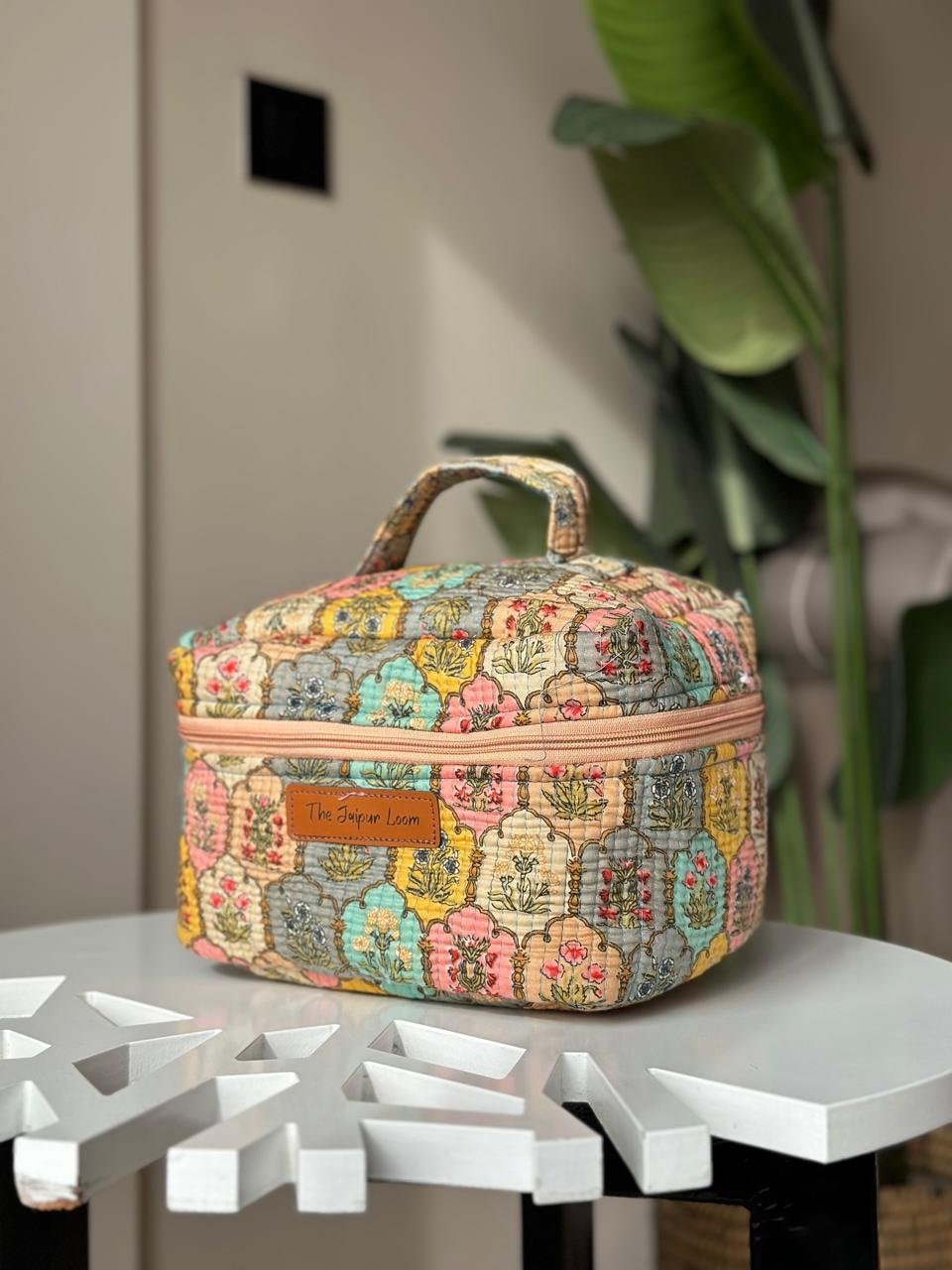 Quilted Vanity Bag- Pastel Jharoka
