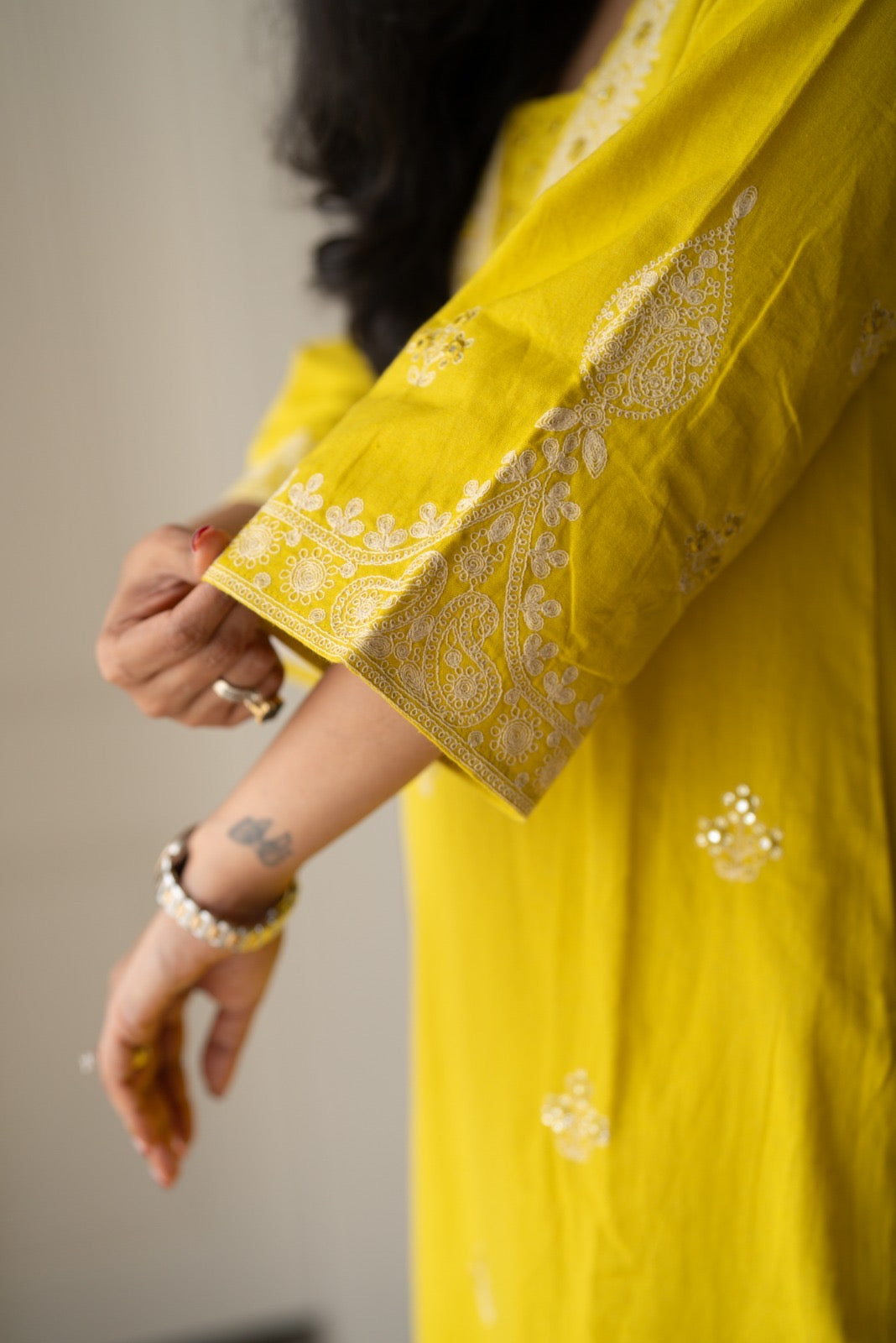 Ganga Embroidered Luxe Suit- Yellow