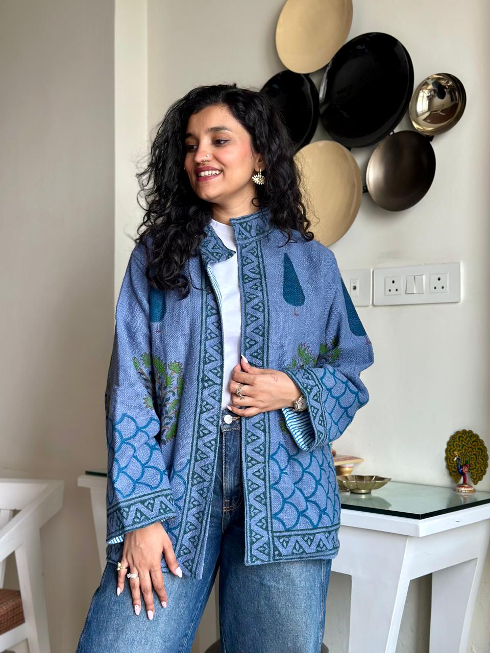 Block Print TNT Jacket- Blue