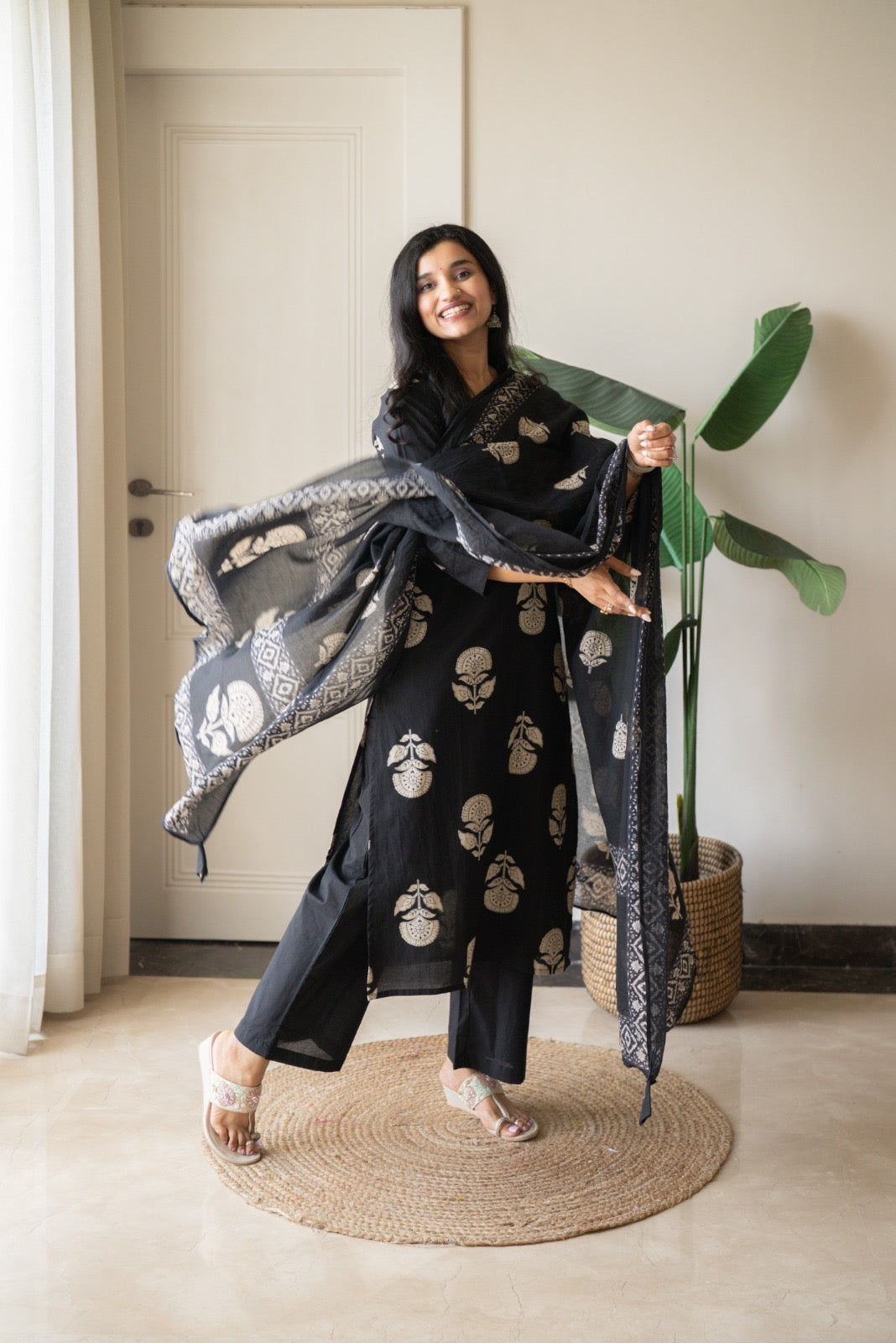 Zasha Cotton Suit- Black Boota