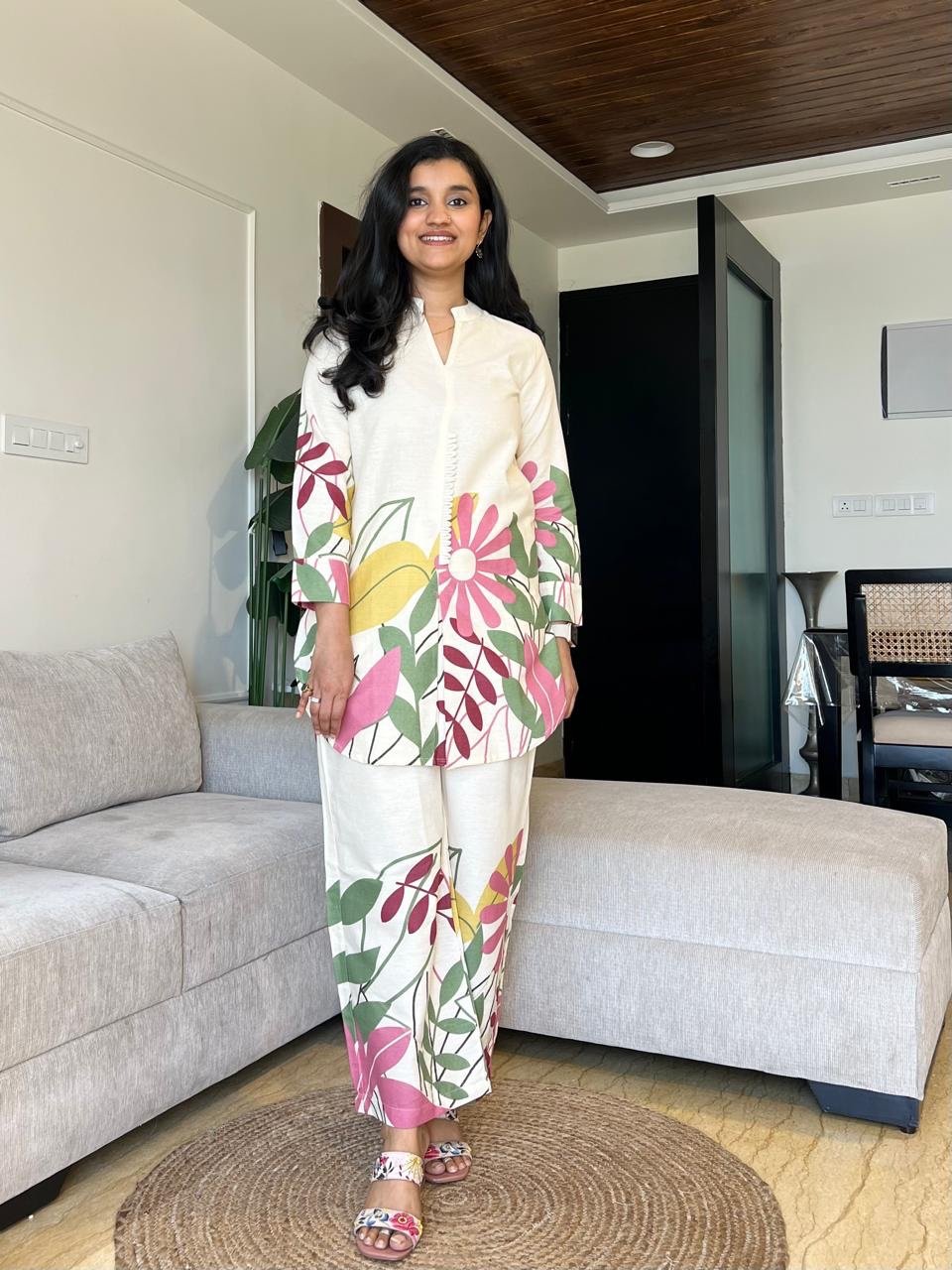 Saba Classy Printed Coord Set- Pinks