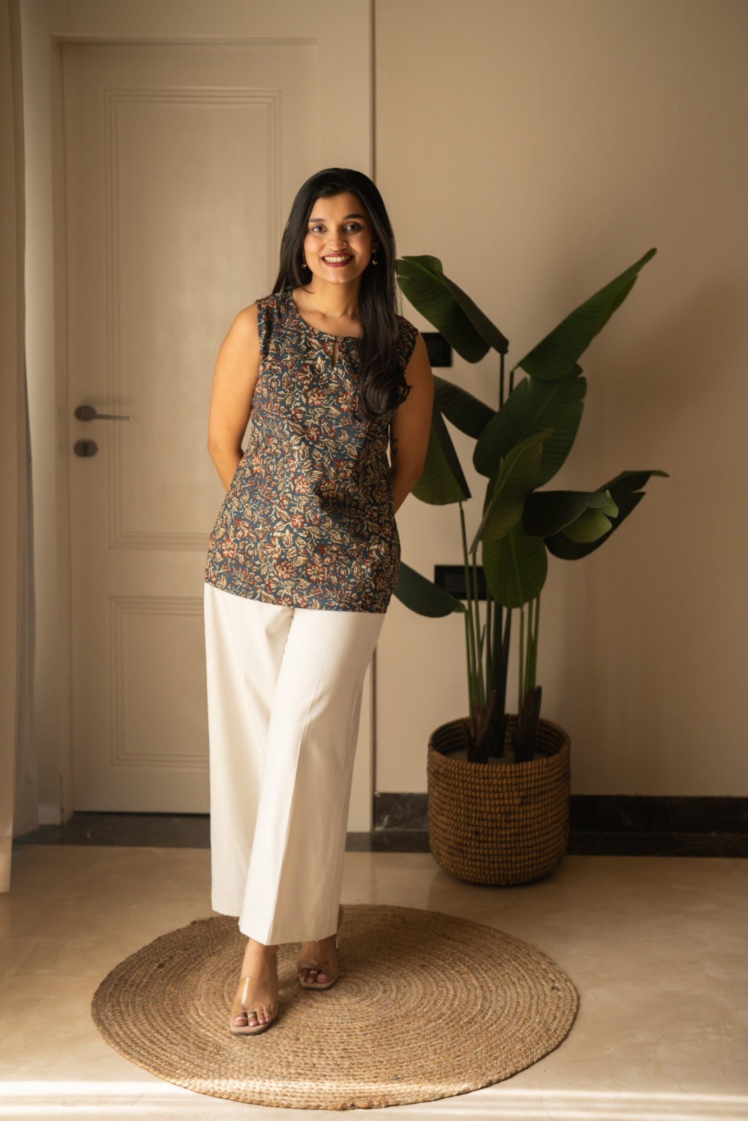 Lily 2.0 Sleeveless Cotton Top- Ajrakh