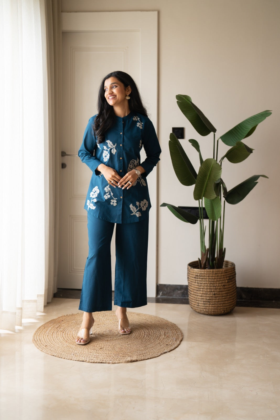 Hania Cotton Coord Set- Blue