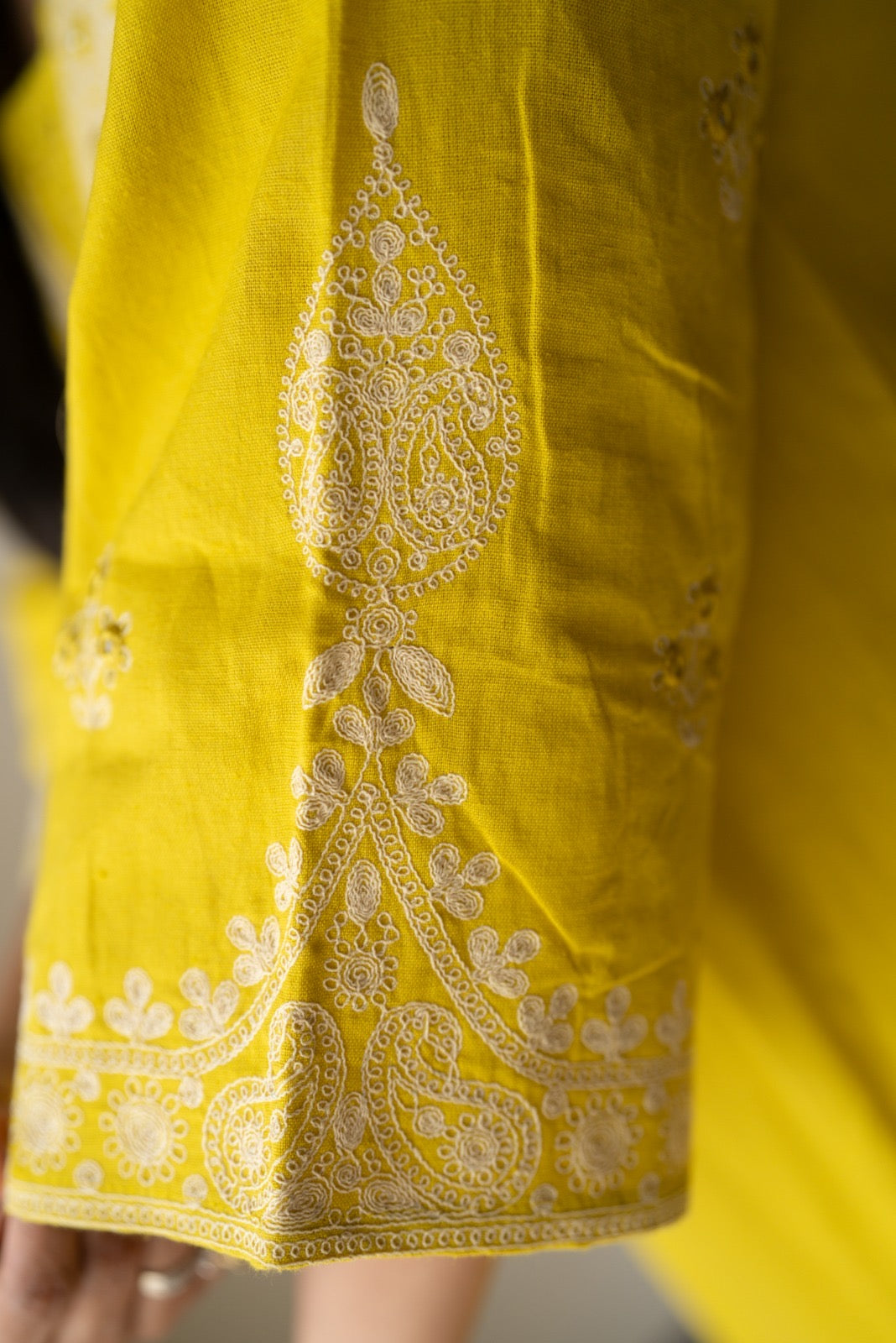 Ganga Embroidered Luxe Suit- Yellow