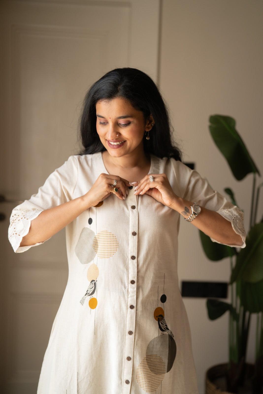 Naari Off White A-Line Pant Set