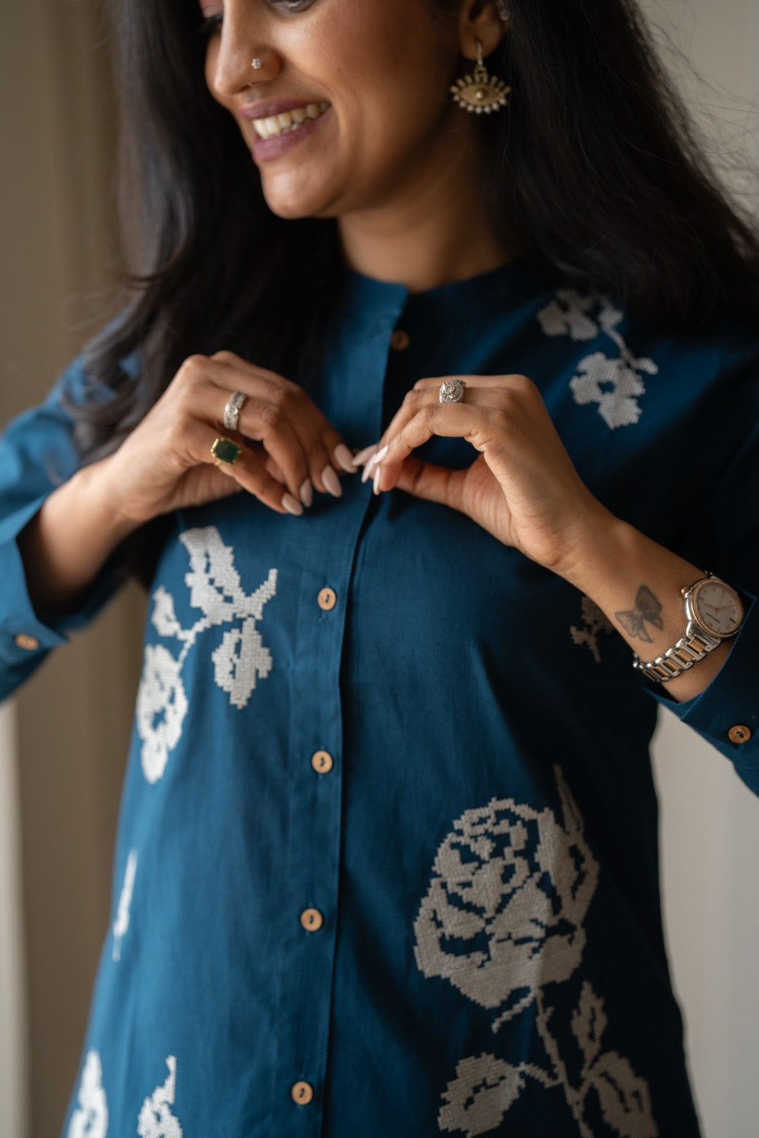 Hania Cotton Coord Set- Blue