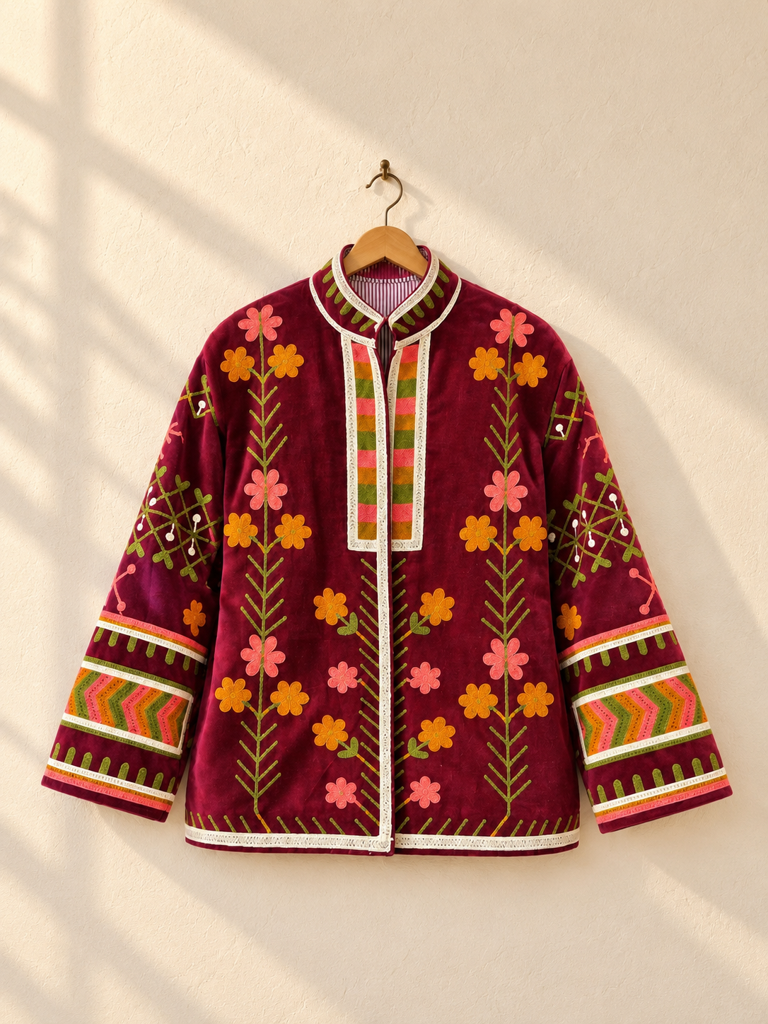 Sujani Velvet Jacket- Maroon Magic