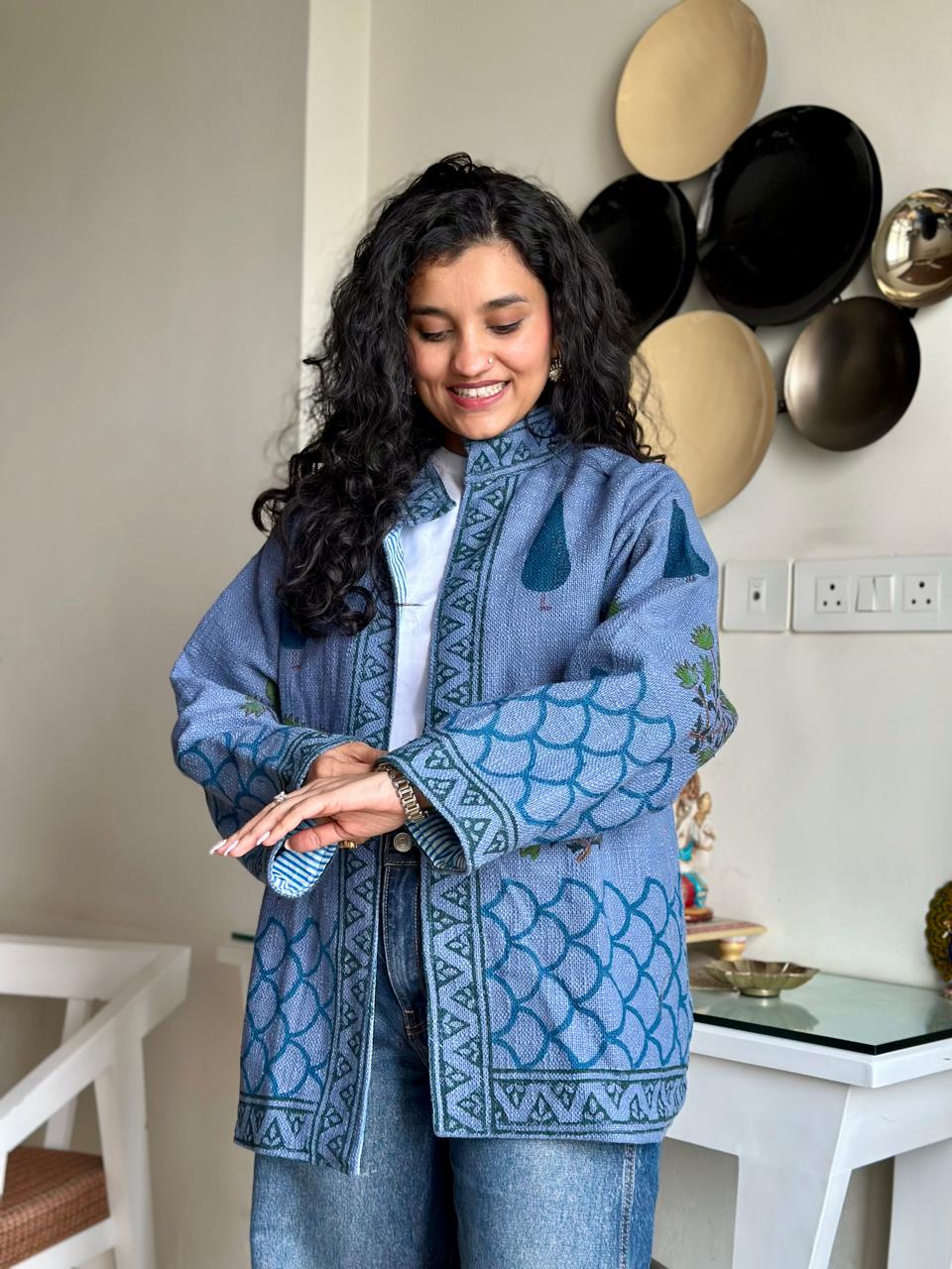 Block Print TNT Jacket- Blue