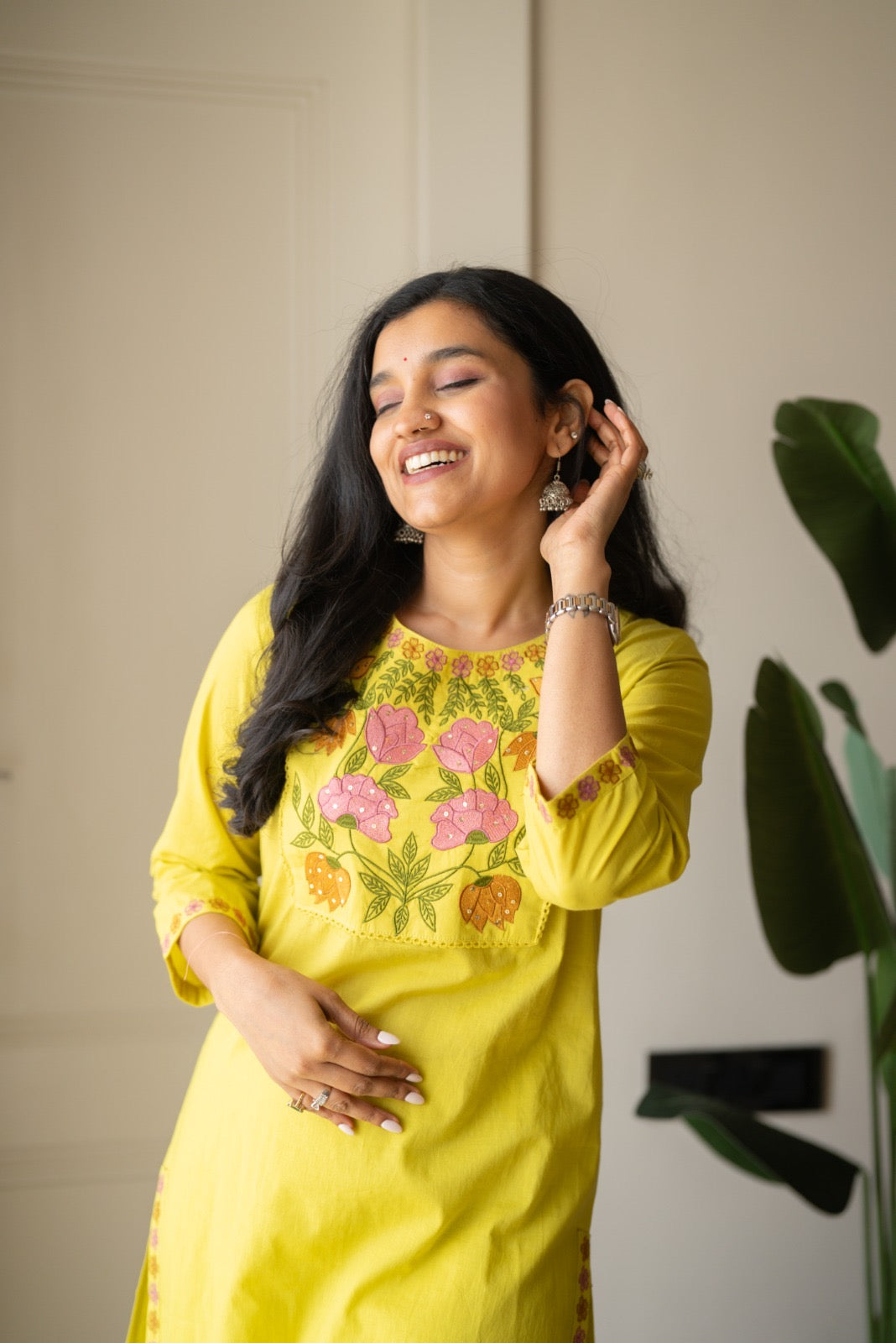 Kayna Soft Cotton Suit- Lime Green