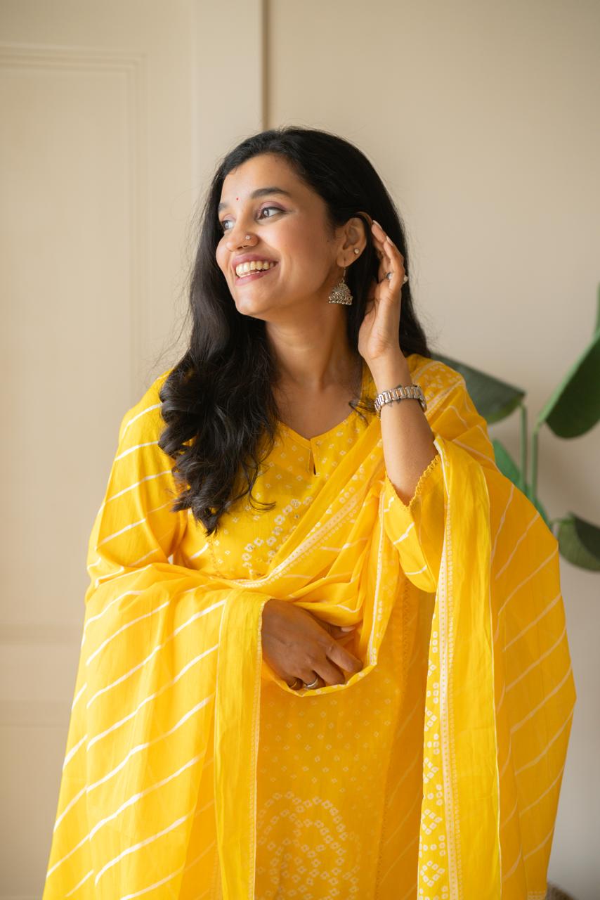Keesha Leheriya Bandhej Cotton Suit