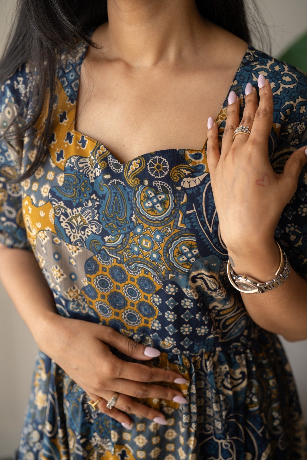 Prisha Tiered Maxi Dress- Blue Mix