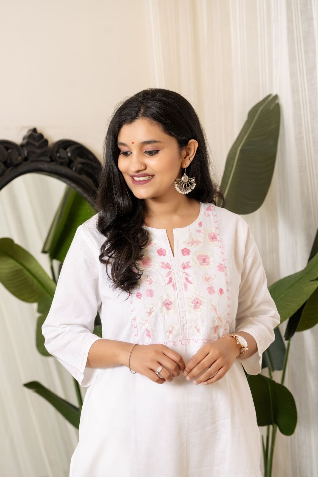 Dreamy White Pant Set- Pink