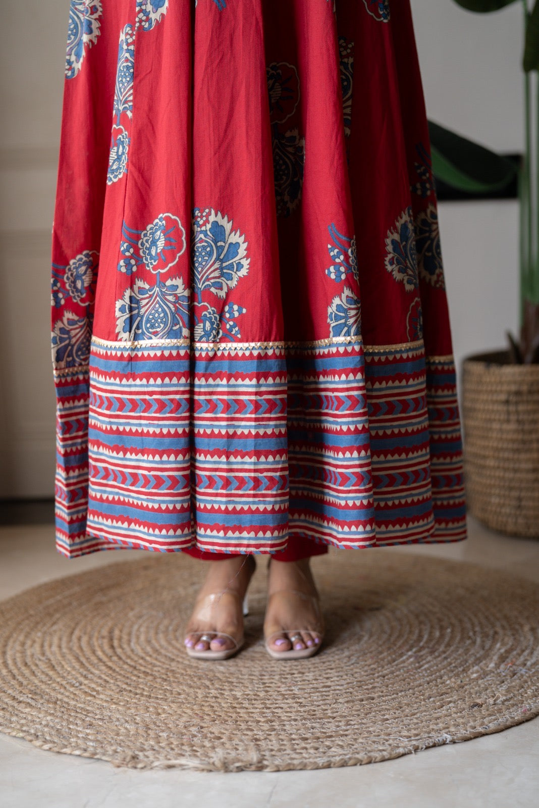 Mahara Maroon Boota Anarkali Set