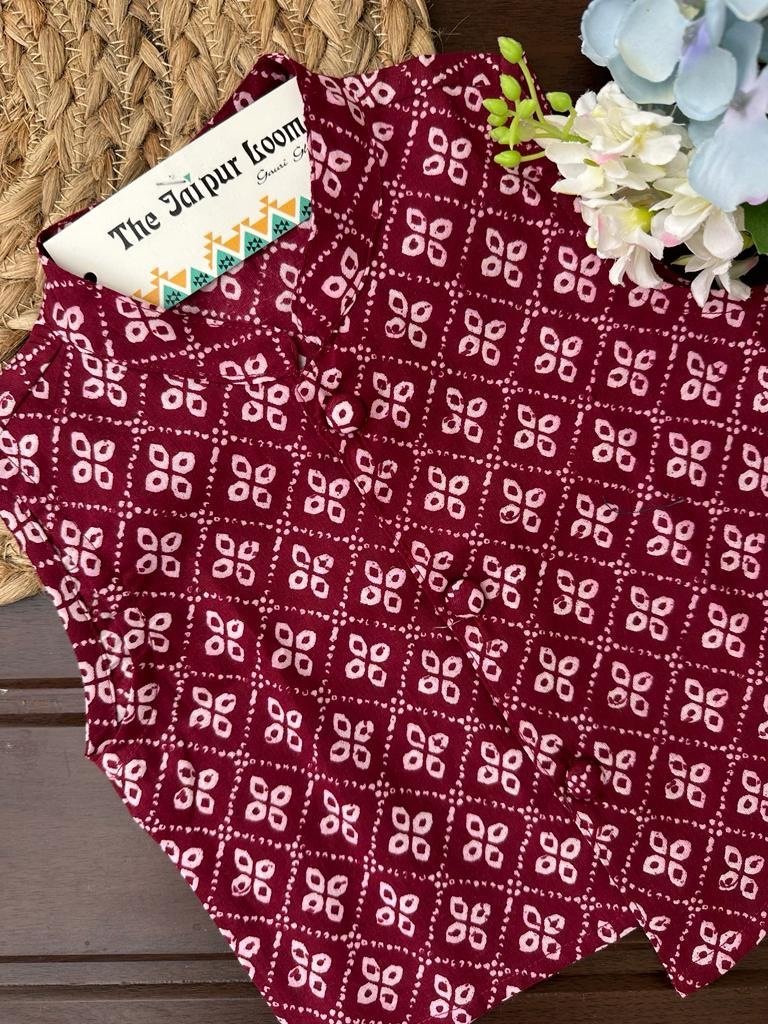 Maroon Lehriya Jacket Set