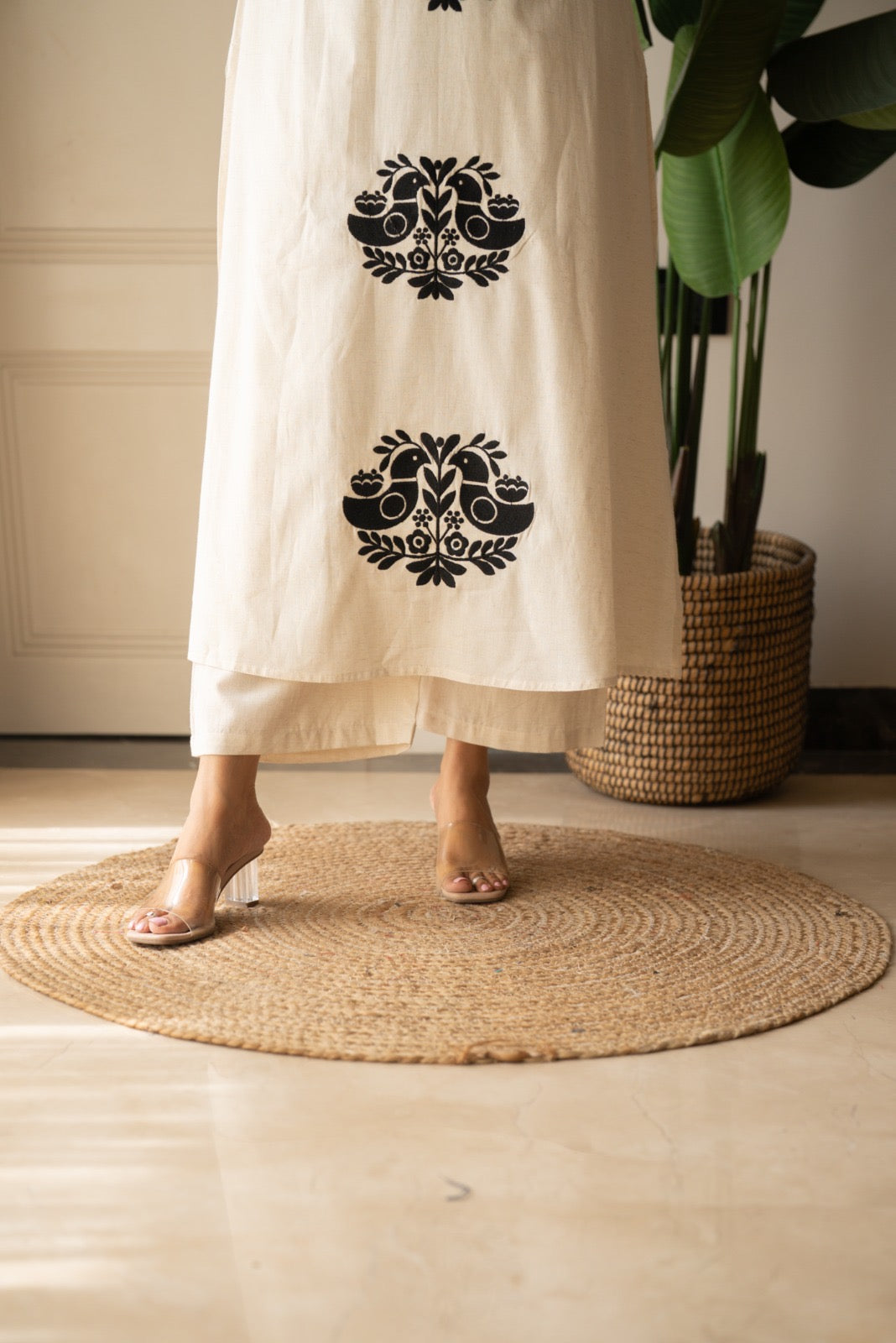Lubana Off White Embroidered Suit