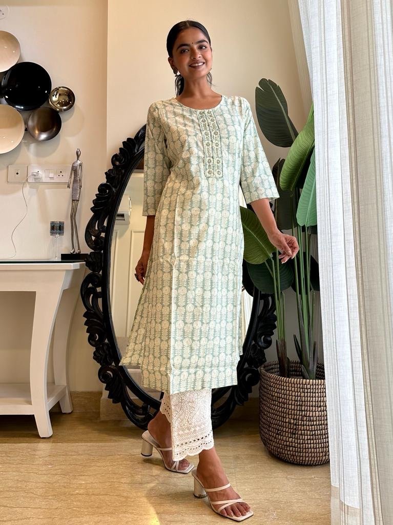 Greenish Soft Cotton Kurta
