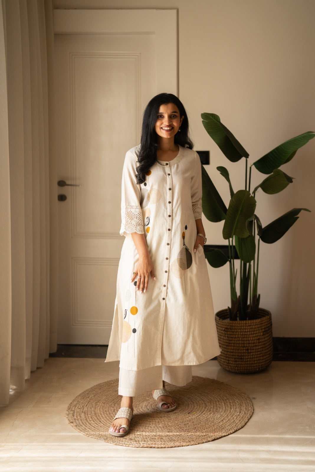 Naari Off White A-Line Pant Set