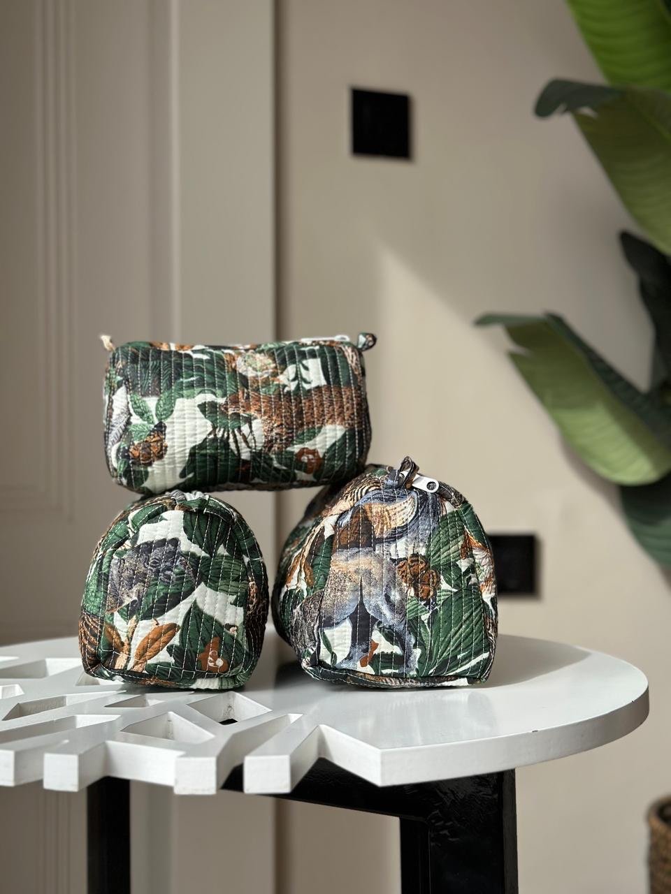 Quilted Toiletry Bags- Green Story