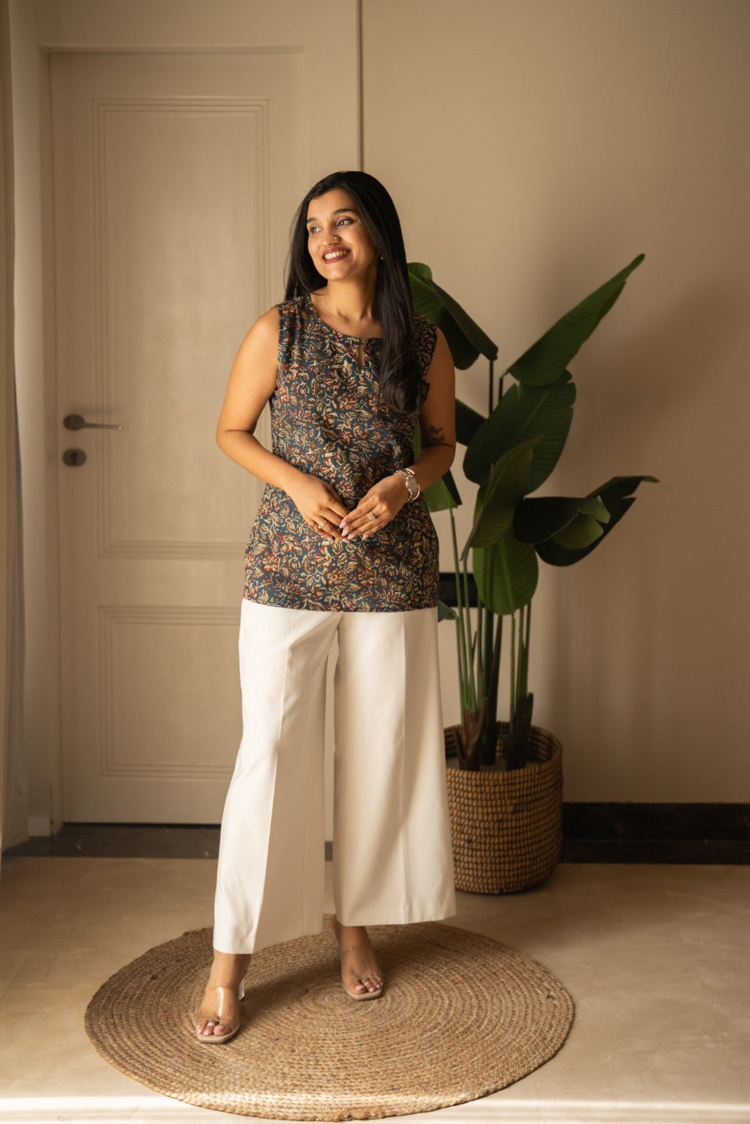 Lily 2.0 Sleeveless Cotton Top- Ajrakh