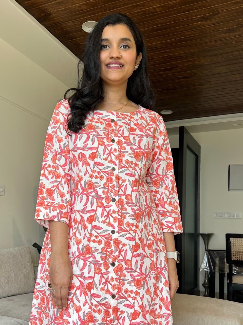 Sheena A-line Cotton Set- Orange Bel