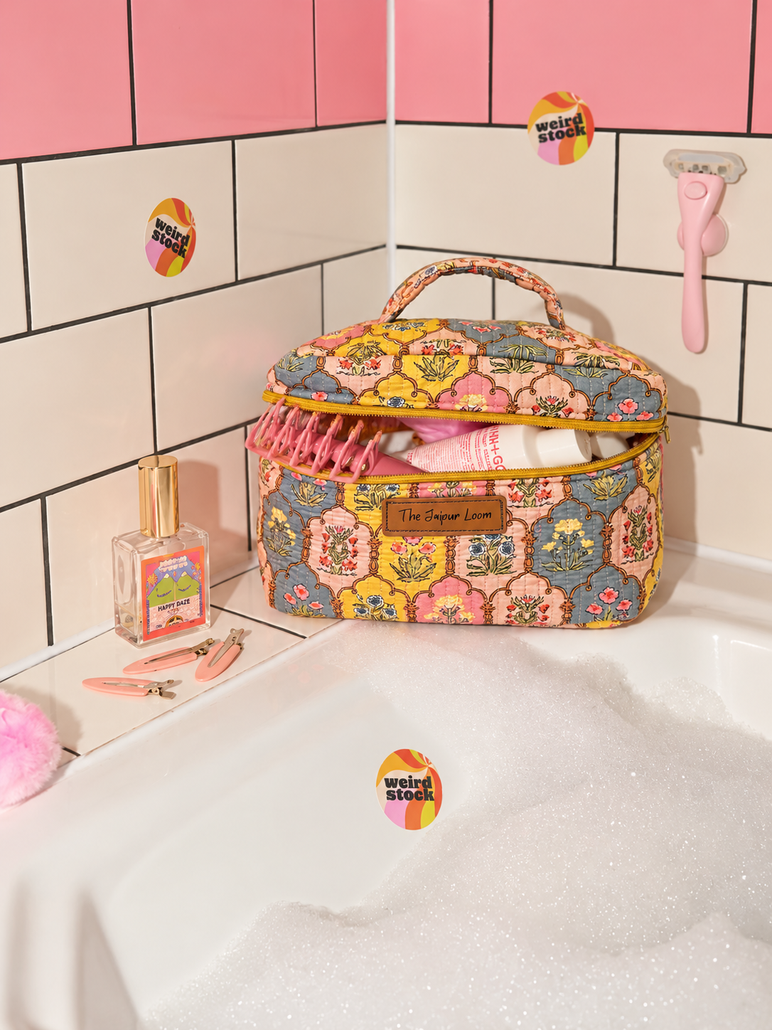 Quilted Vanity Bag- Pastel Jharoka