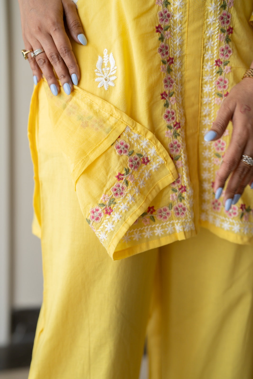 Preet Mulmul Luxe Coord Set- Yellow