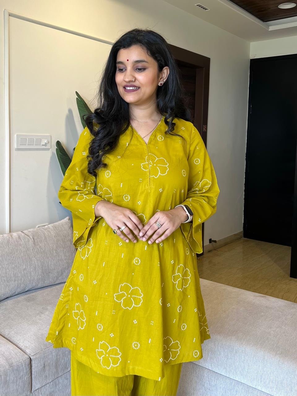 Meeta Bandhej Farshi Salwar Suit- Mustard