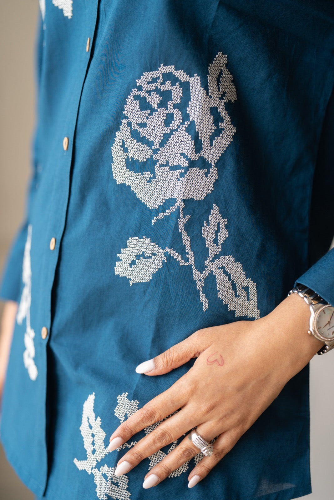 Hania Cotton Coord Set- Blue