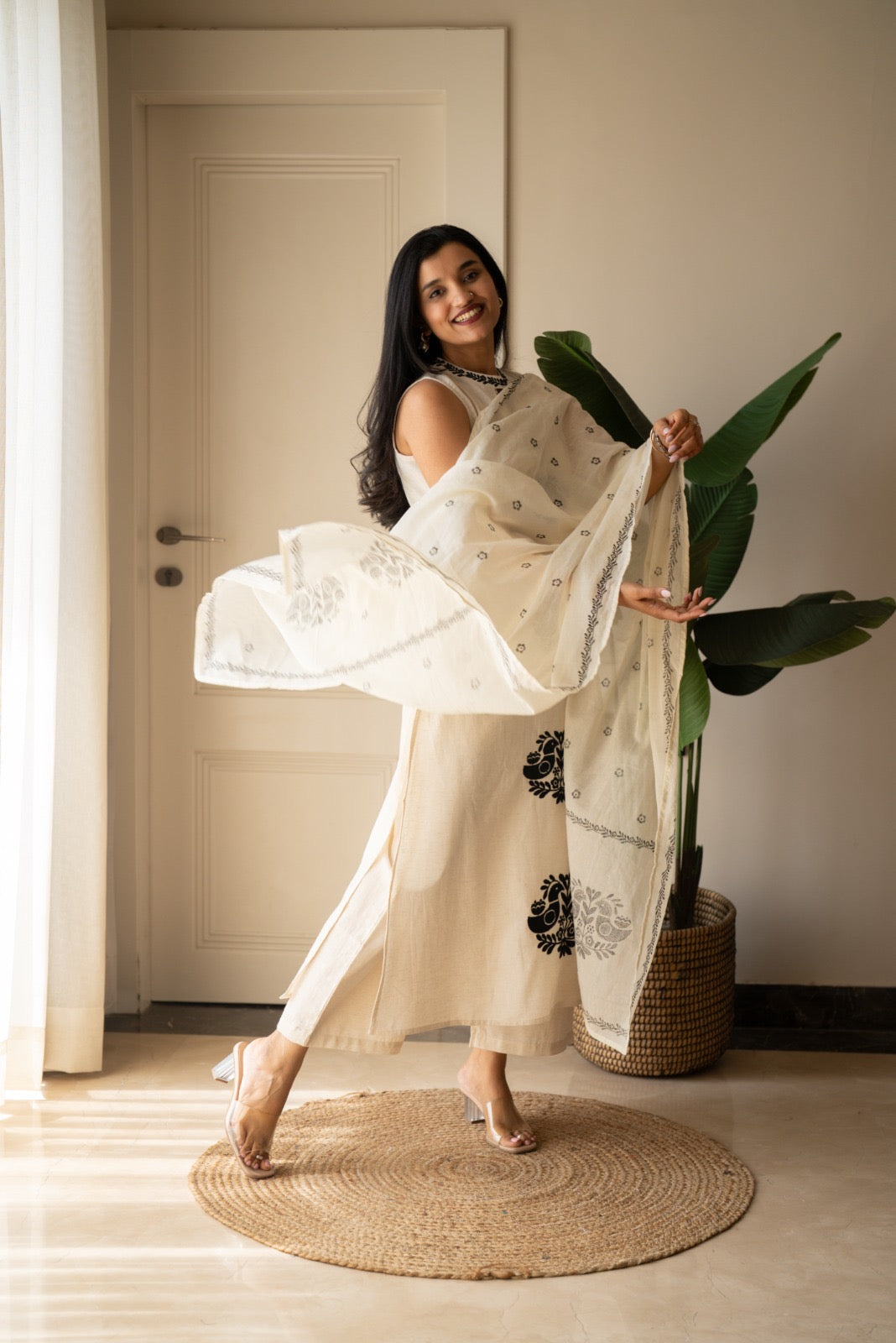 Lubana Off White Embroidered Suit