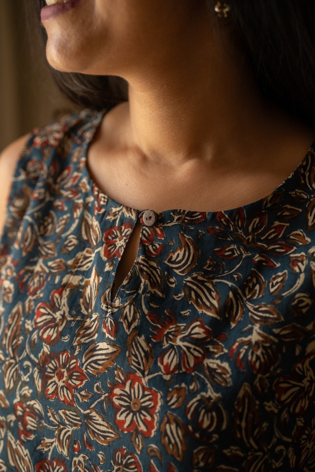 Lily 2.0 Sleeveless Cotton Top- Ajrakh