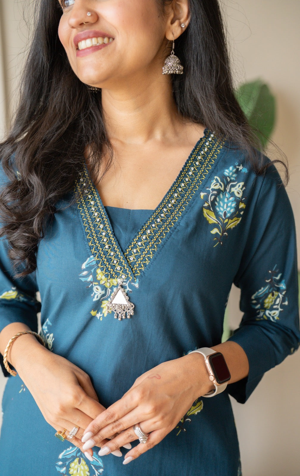 Zasha Cotton Suit- Teal Boota