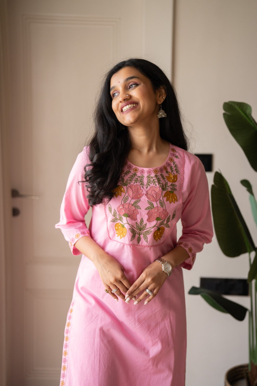 Kayna Soft Cotton Suit- Pink