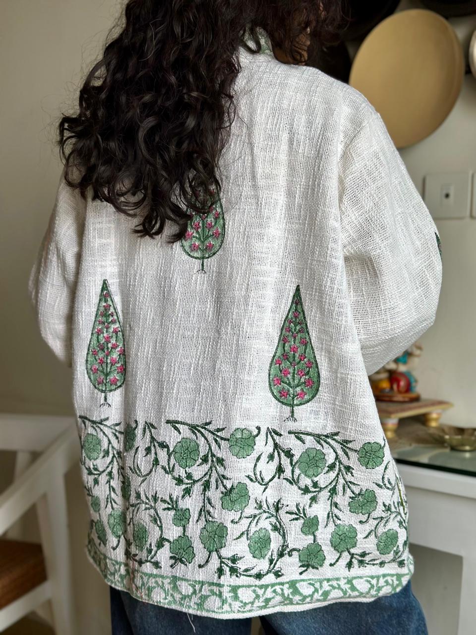 Block Print TNT Jacket- White Boota