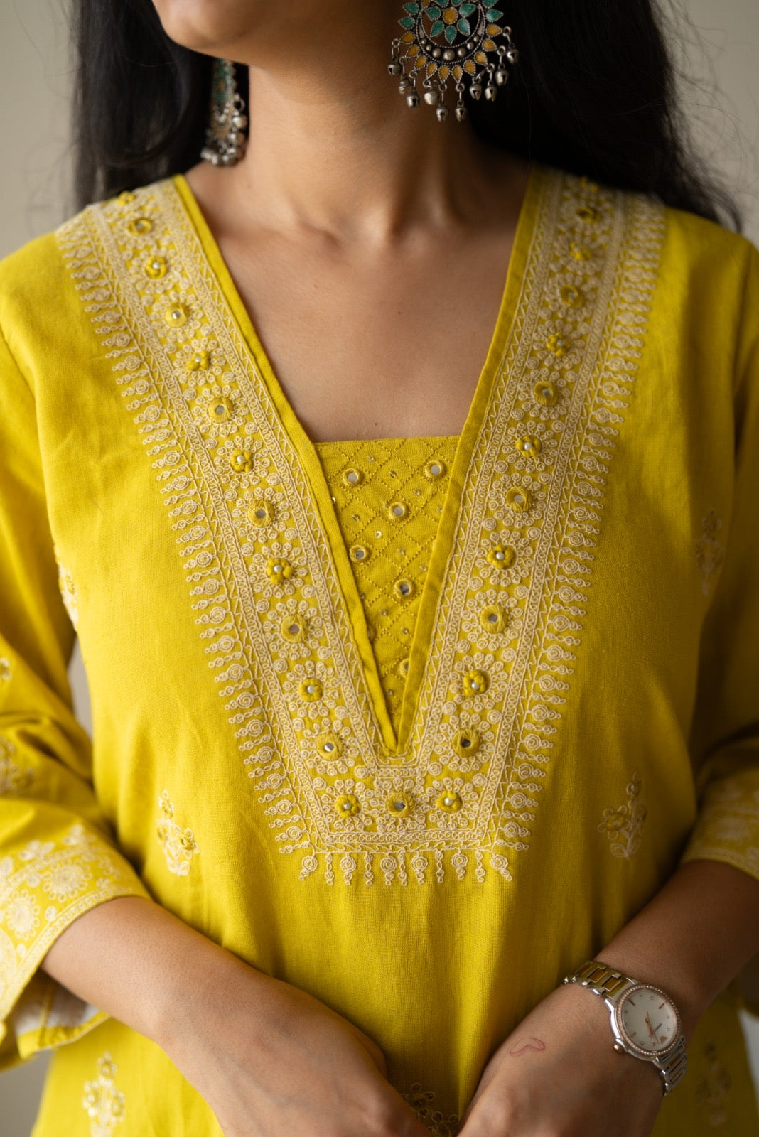 Ganga Embroidered Luxe Suit- Yellow