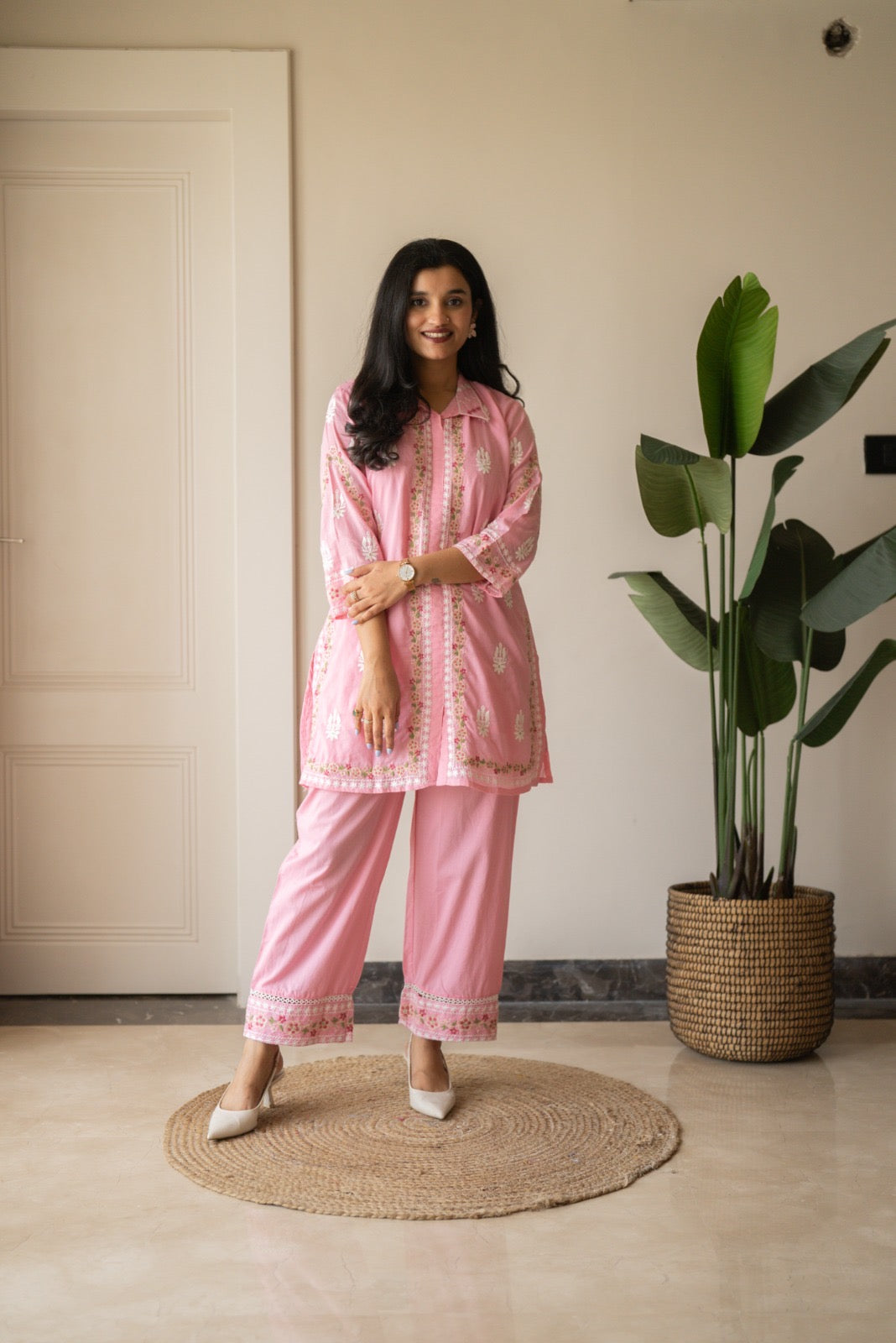 Preet Mulmul Luxe Coord Set- Pink