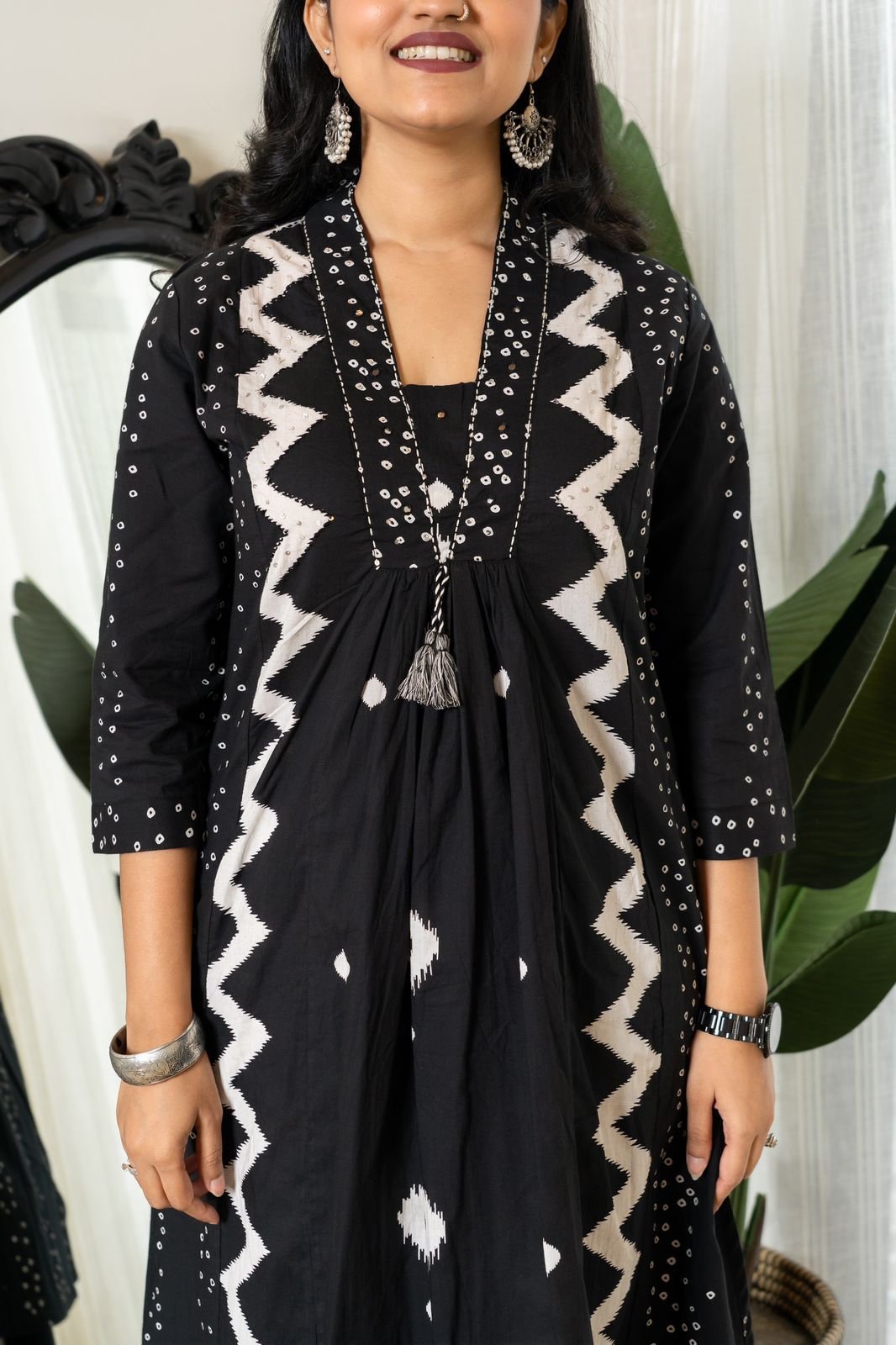Ziya Black Flared Cotton Set