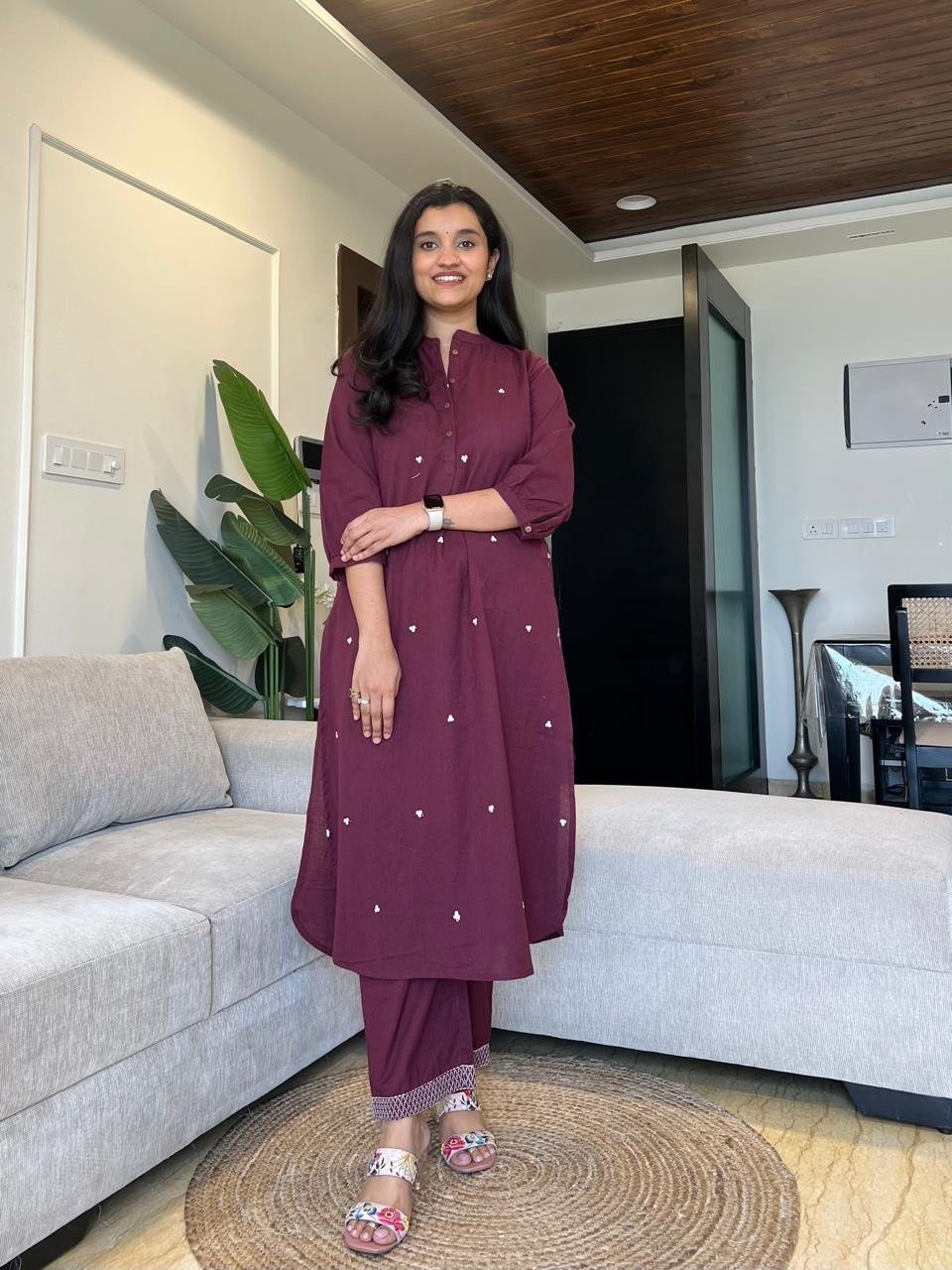 Tasha Minimal Cotton Set- Wine