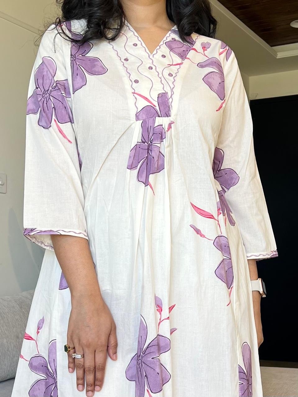 Sirsa Cotton Coord Set- Off White Florals