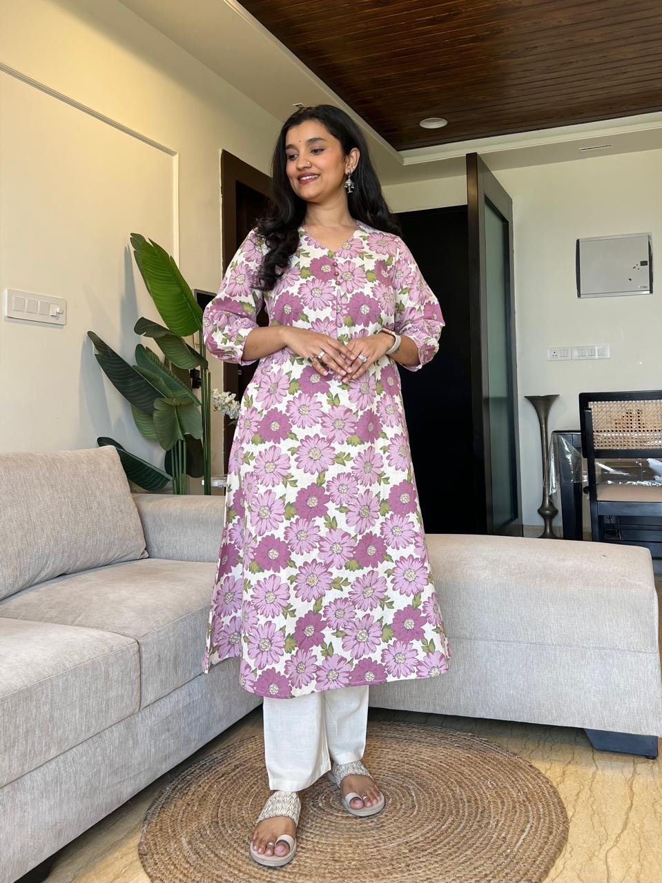 Kali Printed Cotton Set- Pink Florals